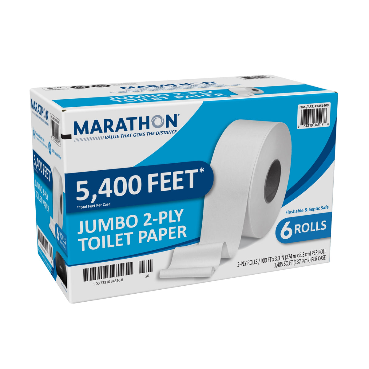 Marathon Bath Tissue, Jumbo Roll, 2-Ply, 3.3" x 900', 6 ct - product image 1
