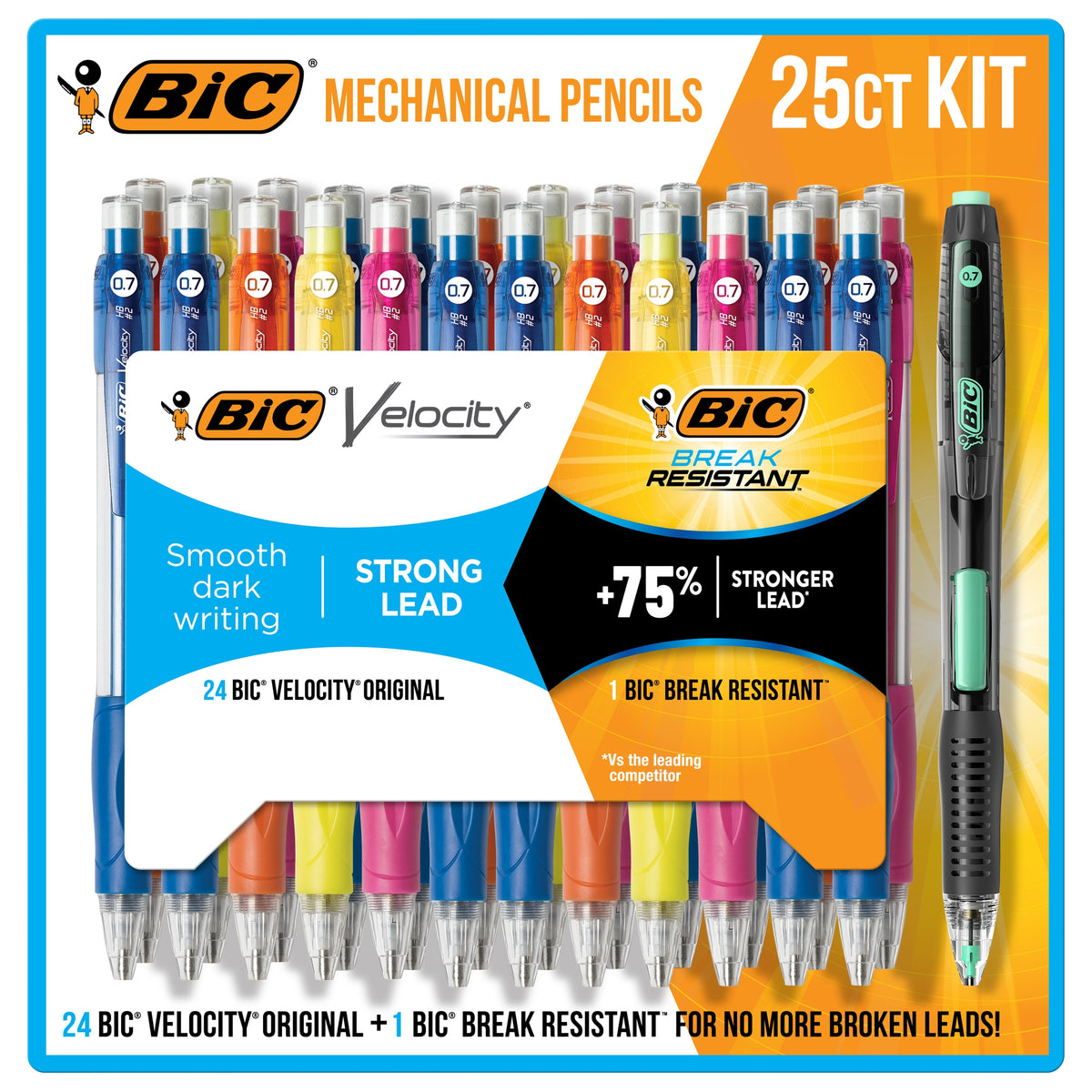 BIC Mechanical Pencil Kit, 24 Velocity + 1 Break Resistant, 0.7mm Lead, 25 ct - product image 2
