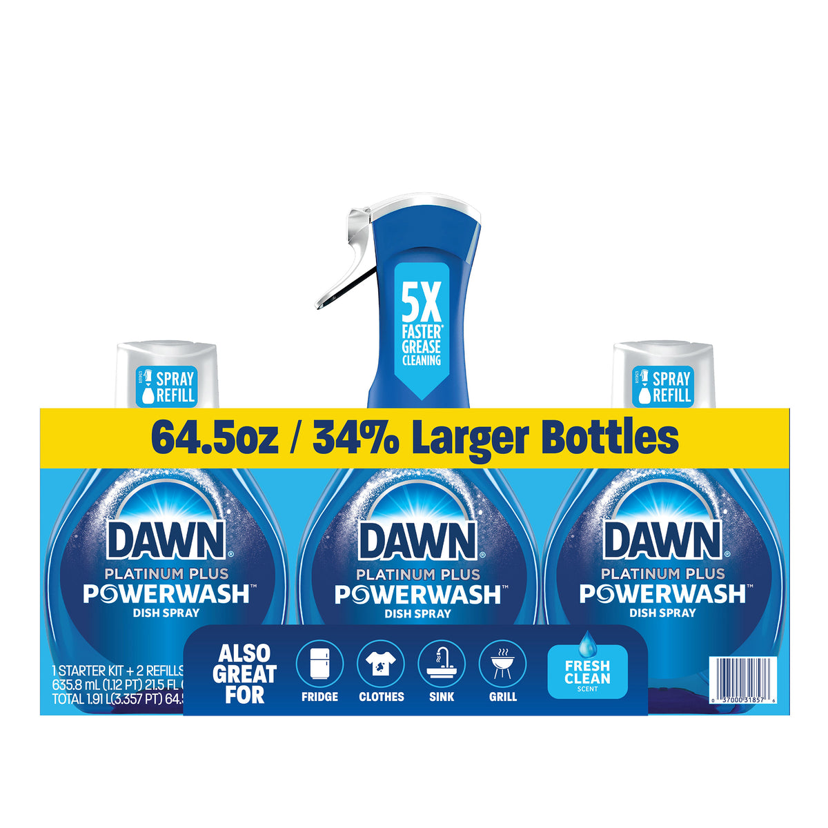 Dawn Platinum Plus Powerwash Liquid Dish Detergent Spray, Fresh Clean Scent, 1 Starter Kit + 2 Refills - product image 8