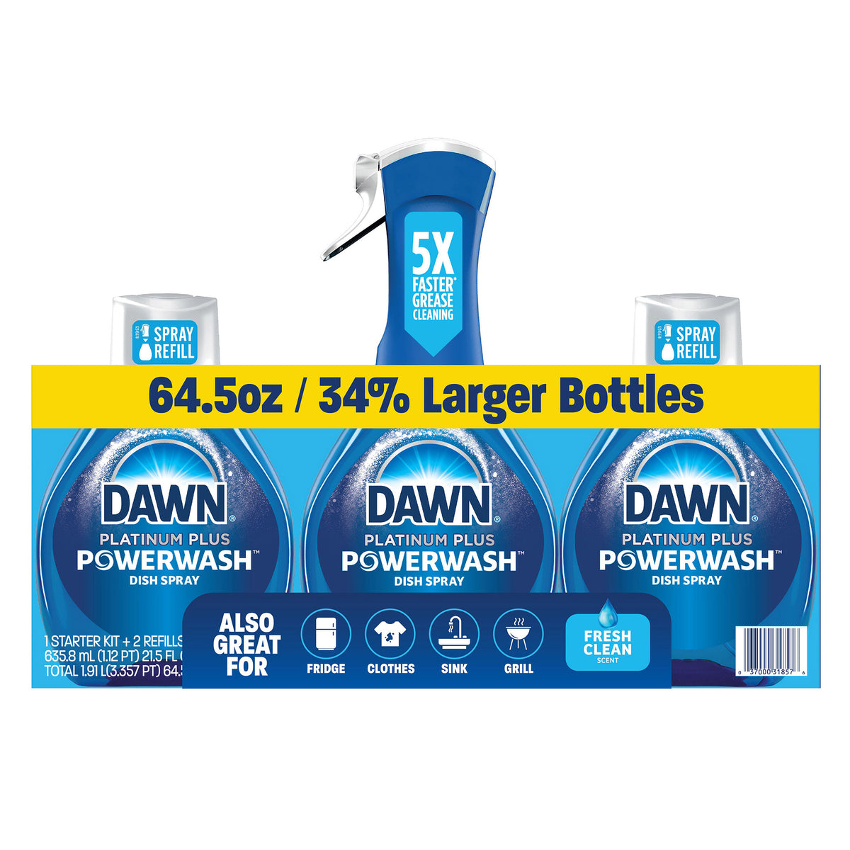 Dawn Platinum Plus Powerwash Liquid Dish Detergent Spray, Fresh Clean Scent, 1 Starter Kit + 2 Refills - product image 3