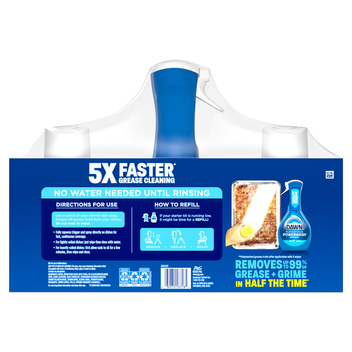 Dawn Platinum Plus Powerwash Liquid Dish Detergent Spray, Fresh Clean Scent, 1 Starter Kit + 2 Refills - product image 9