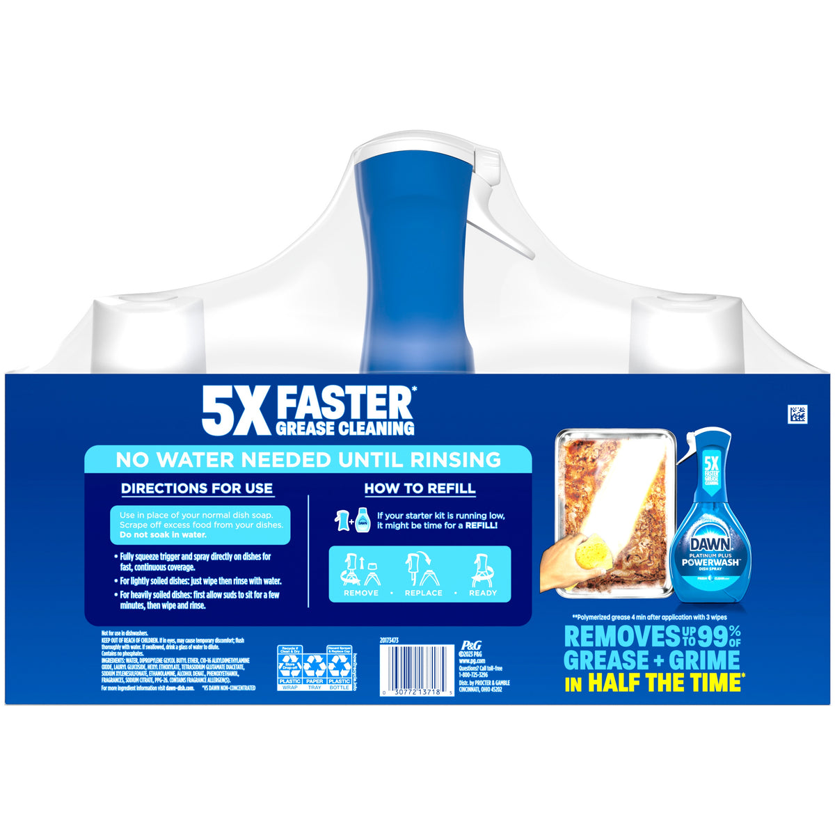 Dawn Platinum Plus Powerwash Liquid Dish Detergent Spray, Fresh Clean Scent, 1 Starter Kit + 2 Refills - product image 2