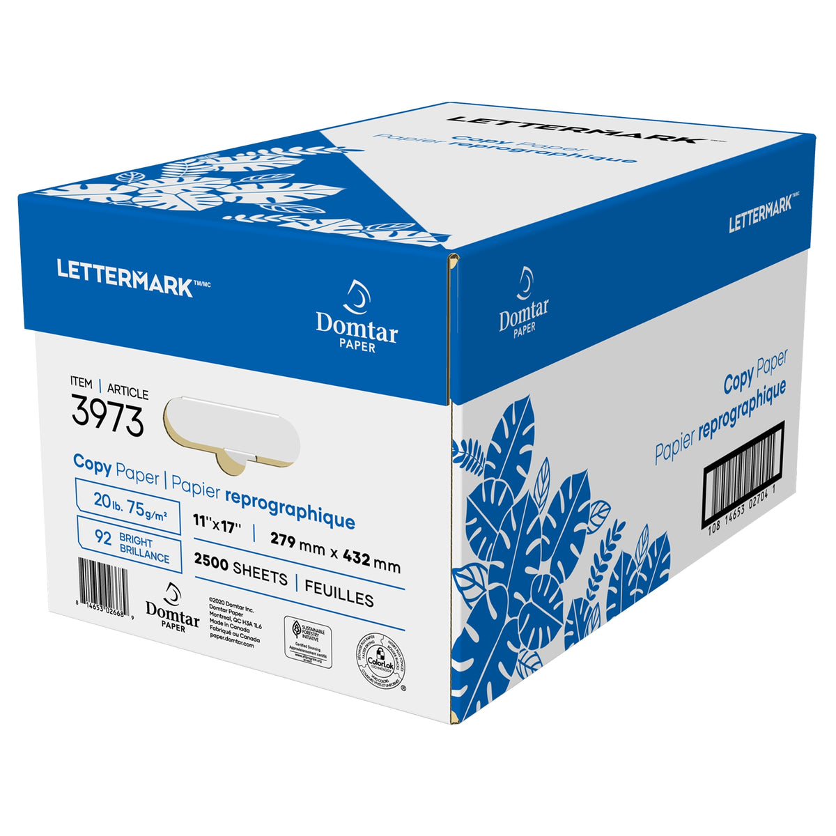 Lettermark Copy Paper with ColorLok Technology, 92 Bright, 20 lb, White, 11” x 17”, 2500 Sheets - product image 1