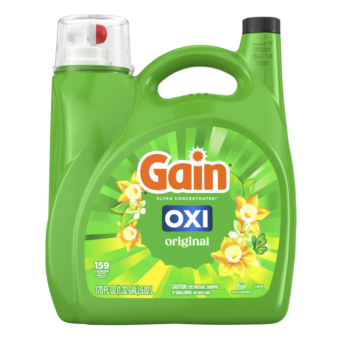 Gain+Oxi Ultra Concentrated Liquid Laundry Detergent, HE Compatible, Original Scent, 159 Loads, 170 fl oz - image 1