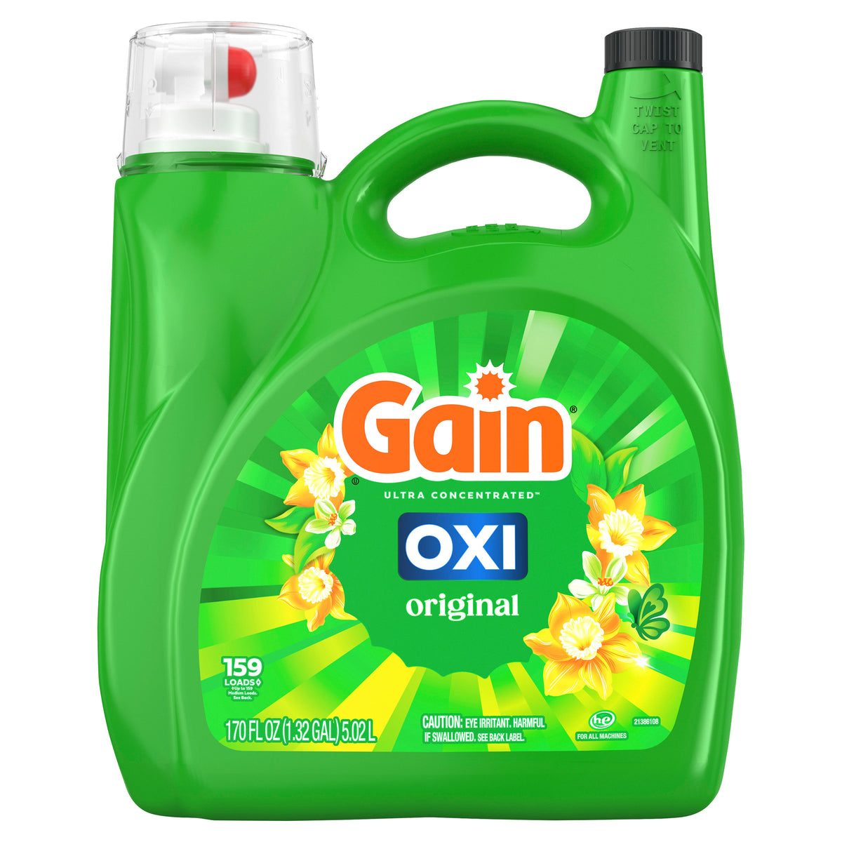 Gain+Oxi Ultra Concentrated Liquid Laundry Detergent, HE Compatible, Original Scent, 159 Loads, 170 fl oz - product image 4