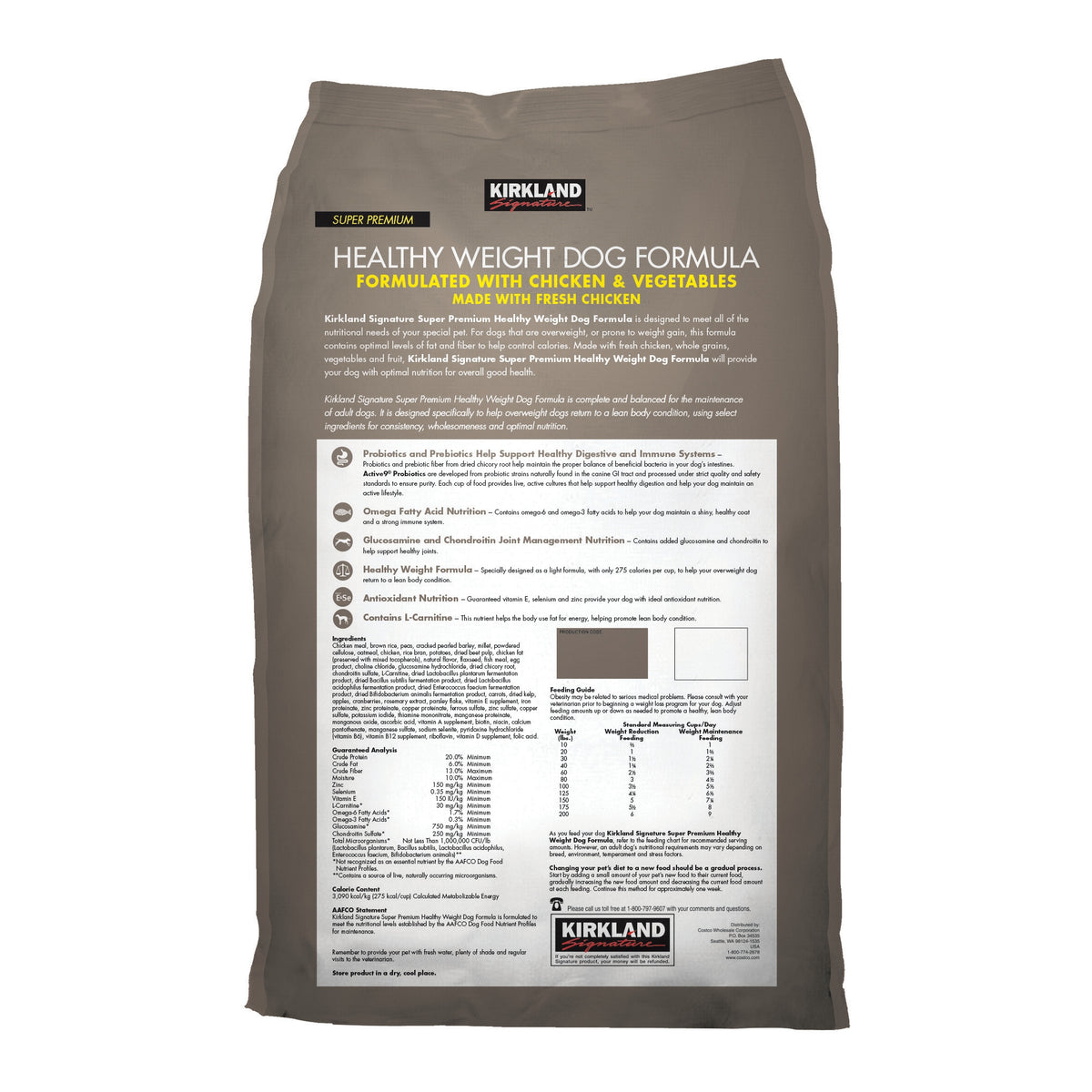 Kirkland Signature Super Premium Healthy Weight Dog Formula, Chicken & Vegetable, 40 lbs - product image 2