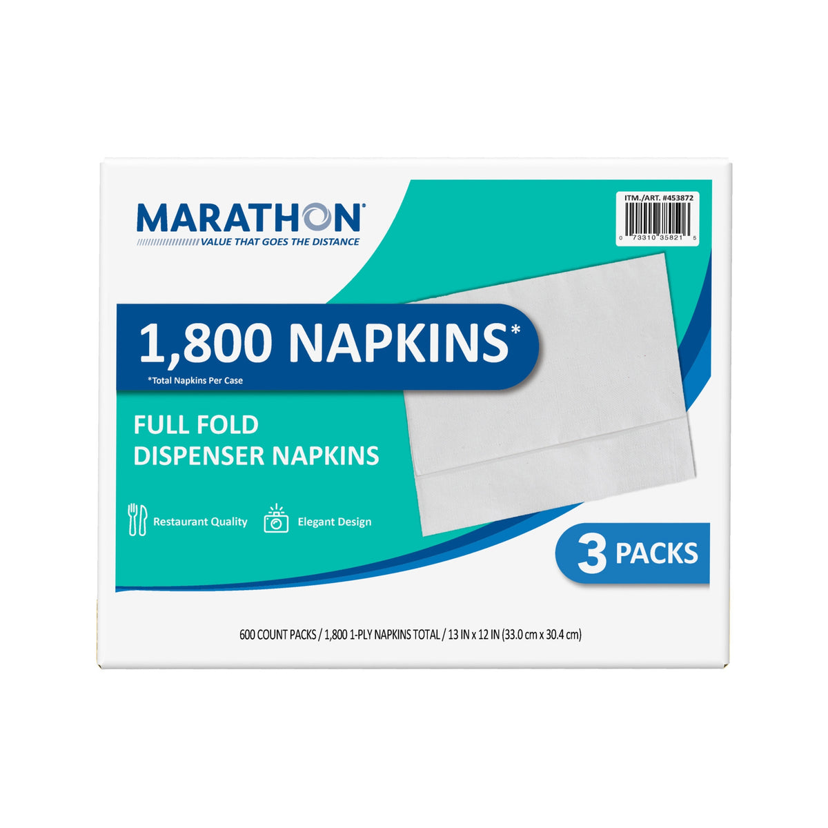 Marathon Full Fold Dispenser Napkins, 1-Ply, White, 1800 ct - product image 6
