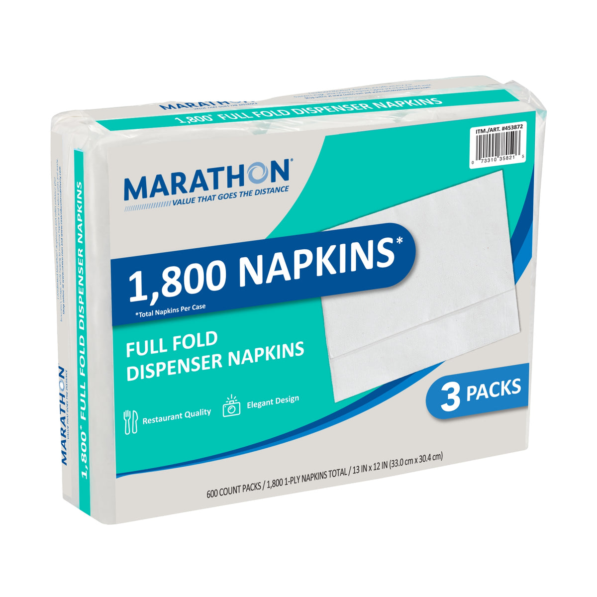 Marathon Full Fold Dispenser Napkins, 1-Ply, White, 1800 ct - product image 3