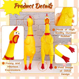 Rubber Chicken Squeeze Squawking Chicken (2 Pack), 12-Inch Yellow Screaming Chicken Dog Toys, Prank Noise Maker Dog Toys for Silly Novelty Party Favors, Family Games