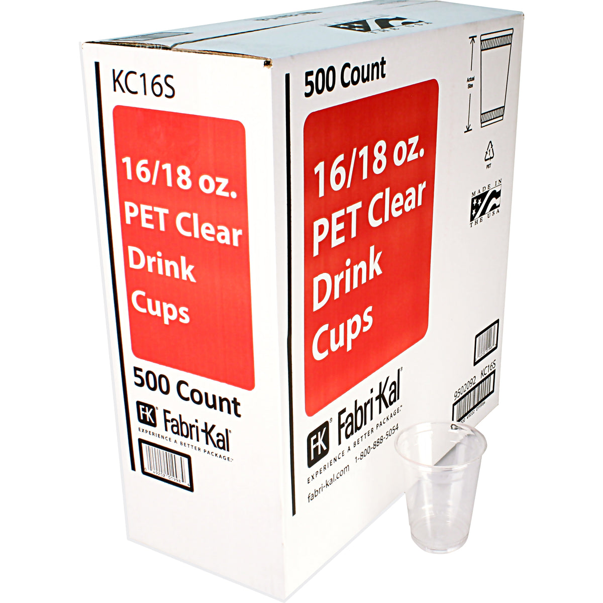 Fabri-Kal Kal-Clear Squat PET Plastic Cold Cups, 16-18 oz, 500 ct - product image 3