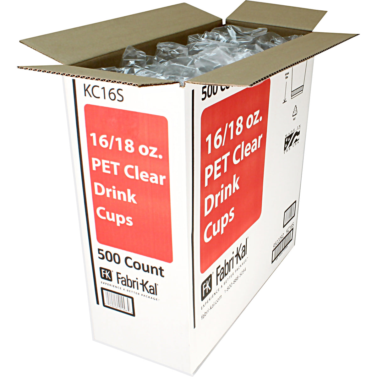 Fabri-Kal Kal-Clear Squat PET Plastic Cold Cups, 16-18 oz, 500 ct - product image 1