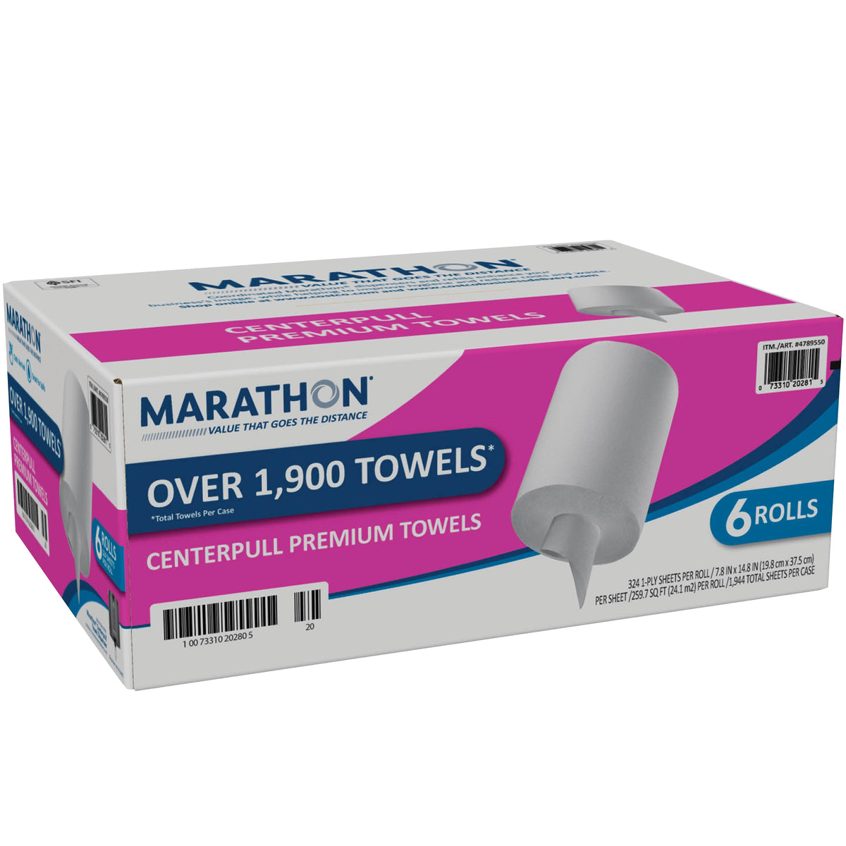 Marathon Centerpull Roll Towels, 1-Ply, Perforated, White, 6 ct - product image 1