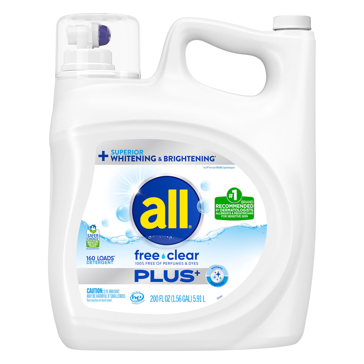 All Liquid Laundry Detergent, Free Clear Plus, HE Compatible, Unscented, 200 fl oz - product image 4
