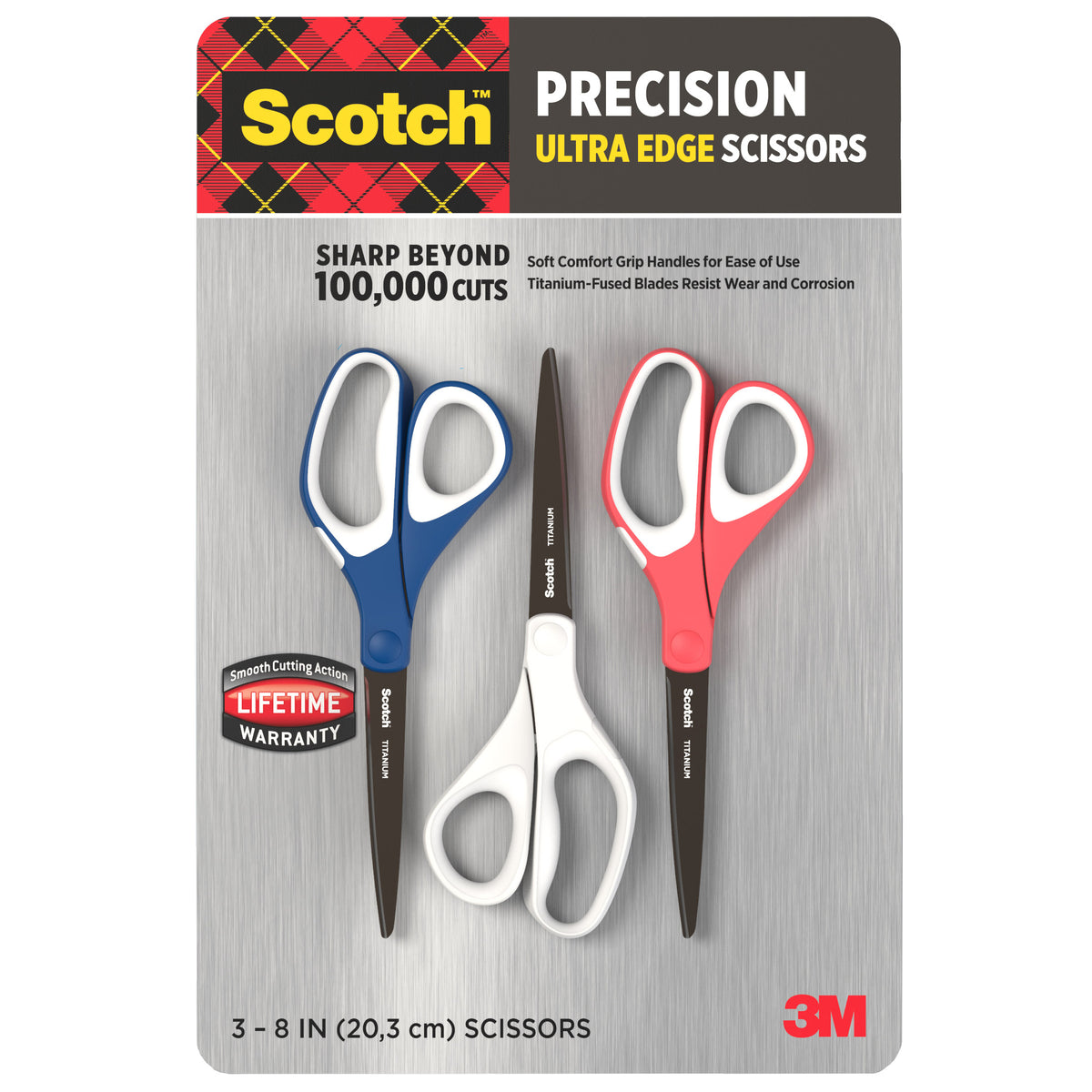 Scotch 8" Precision Ultra Edge Scissors, Assorted Colors, 3 ct - product image 7