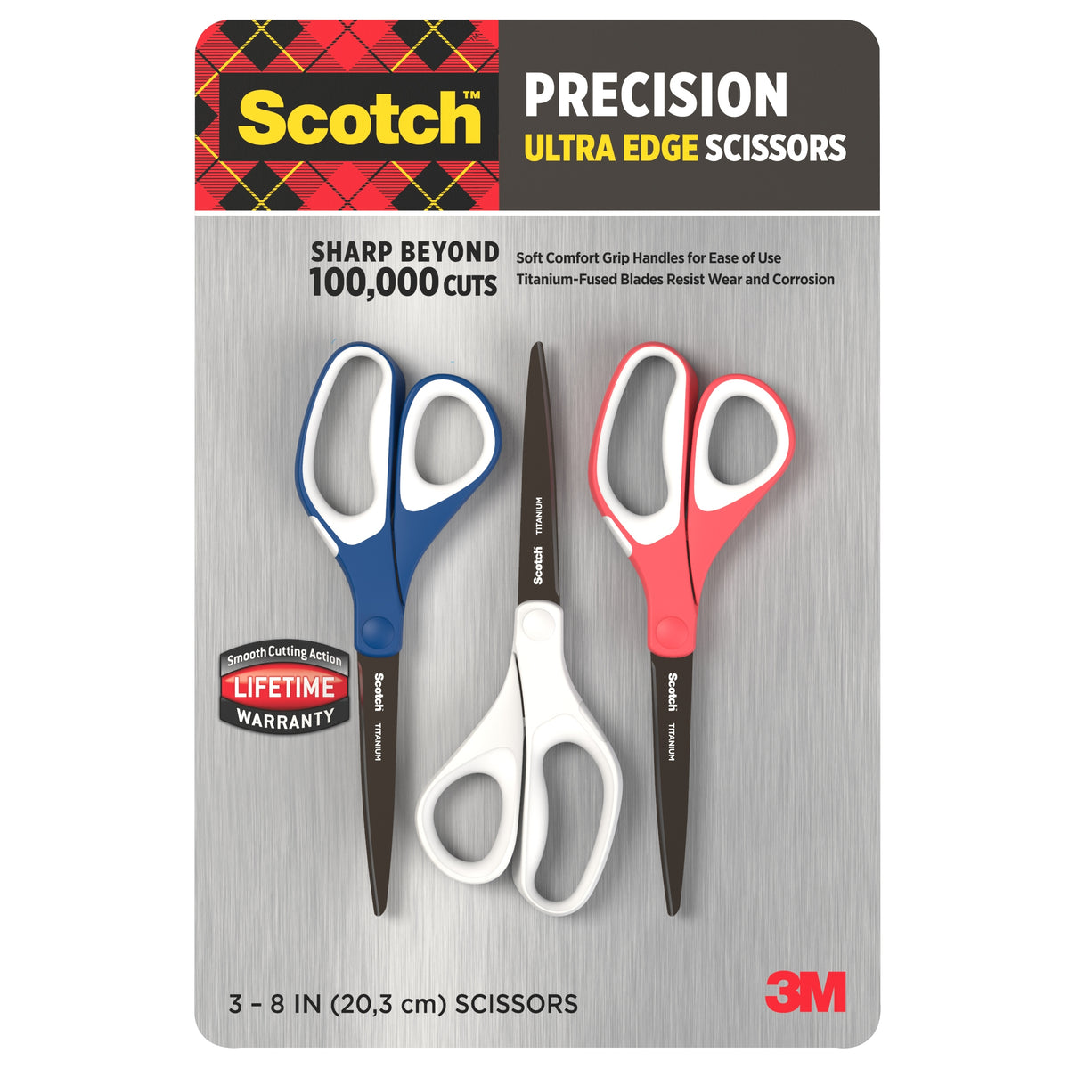 Scotch 8" Precision Ultra Edge Scissors, Assorted Colors, 3 ct - product image 4
