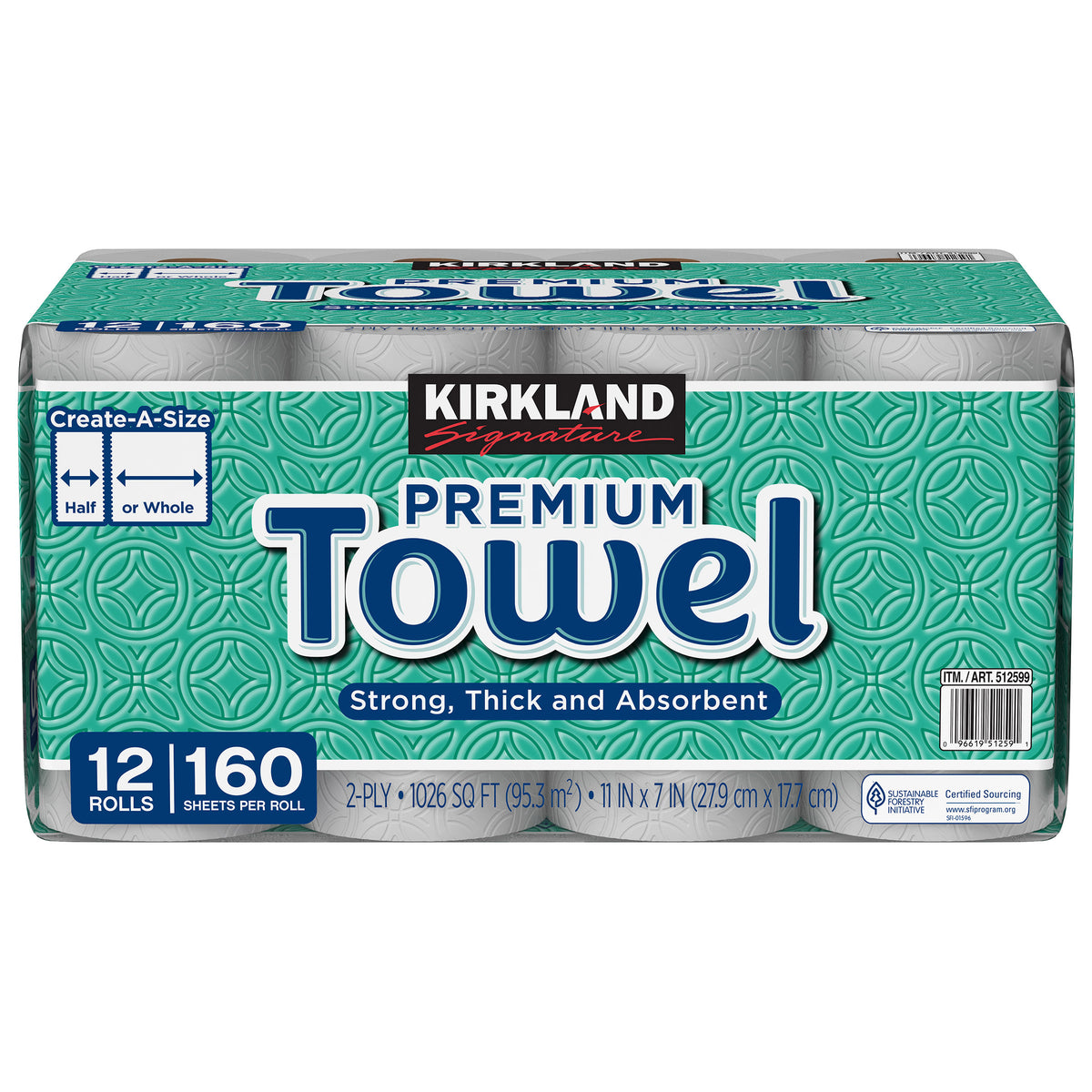 Kirkland Signature 2-Ply Paper Towels, White, 160 Create-A-Size Sheets, 12 ct - product image 8