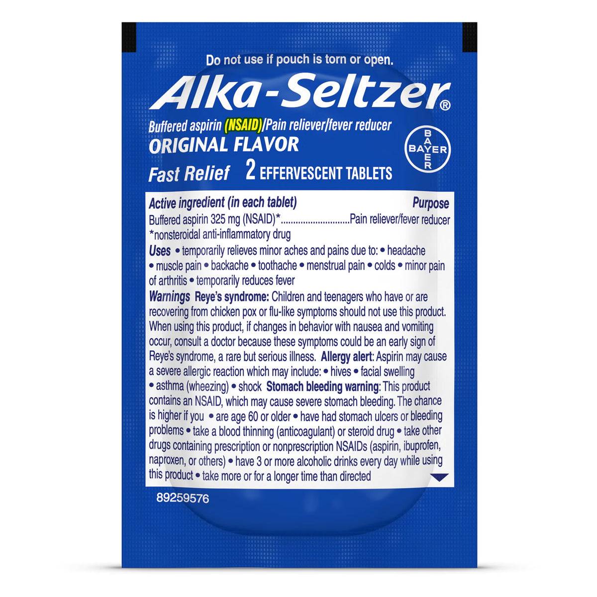 Alka-Seltzer, Original, 2 Tablets per Pouch, 58 ct - image 2