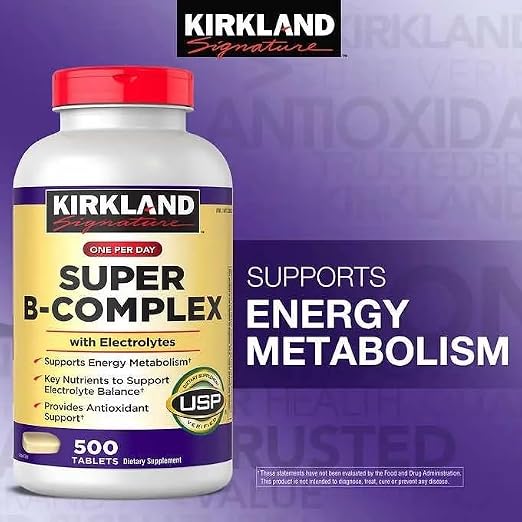 Kirkland Signature One Per Day Super B-Complex with Electrolytes, 500 tablets (1 Bottle)