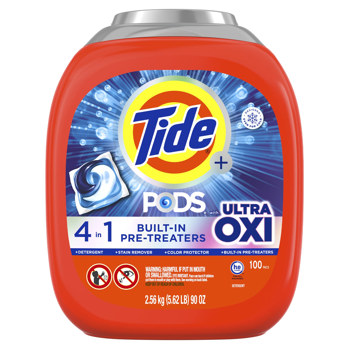 Tide PODS Laundry Detergent, Plus Ultra OXI, HE Compatible, 100 ct - product image 1