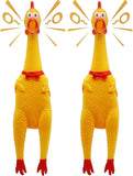 Rubber Chicken Squeeze Squawking Chicken (2 Pack), 12-Inch Yellow Screaming Chicken Dog Toys, Prank Noise Maker Dog Toys for Silly Novelty Party Favors, Family Games