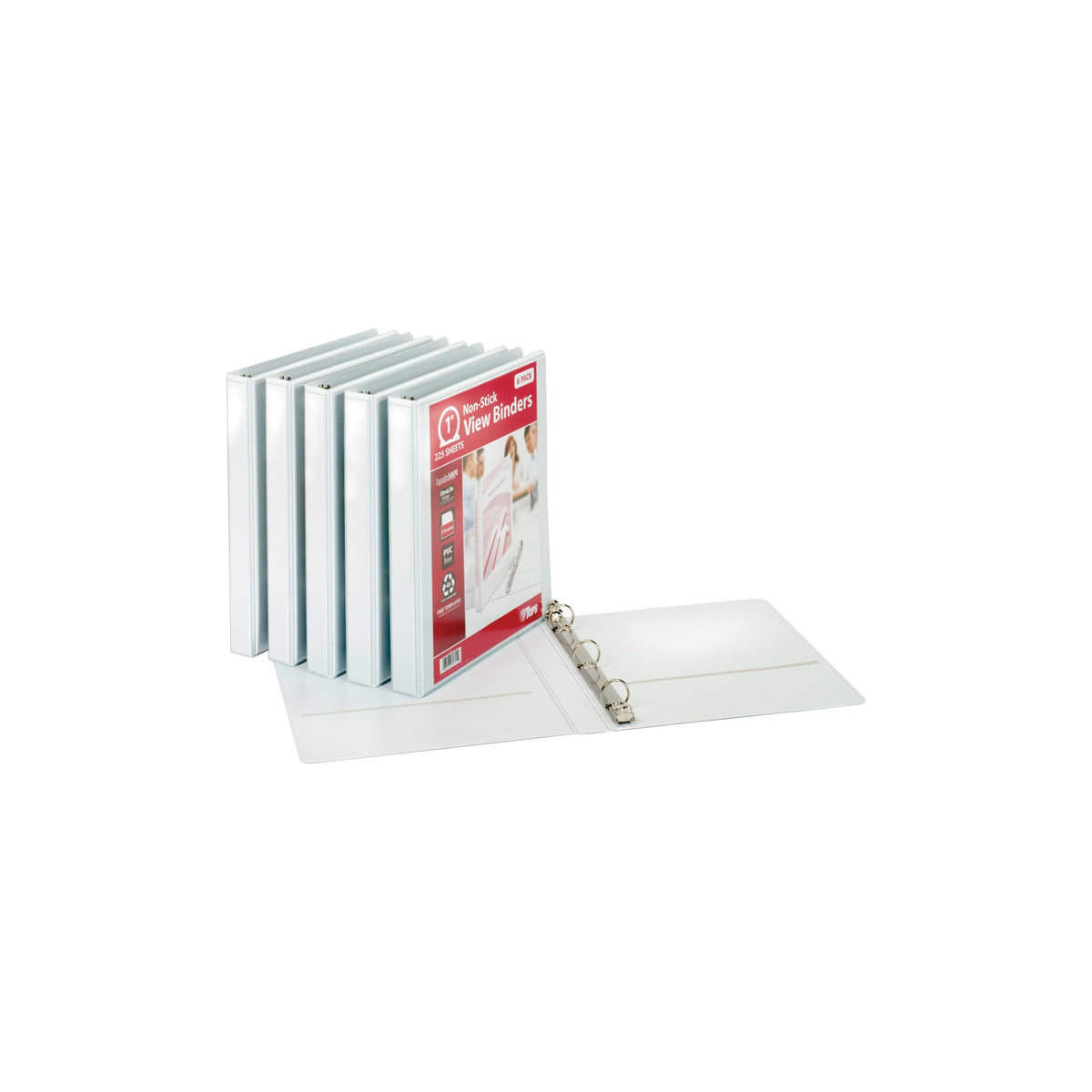 TOPS 3 Ring Non-Stick View Binder, 1" Round Ring, White, 6 ct - product image 3