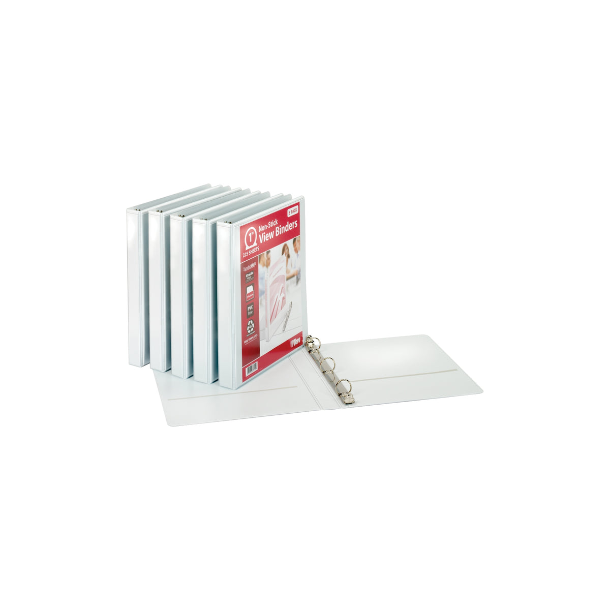 TOPS 3 Ring Non-Stick View Binder, 1" Round Ring, White, 6 ct - product image 4