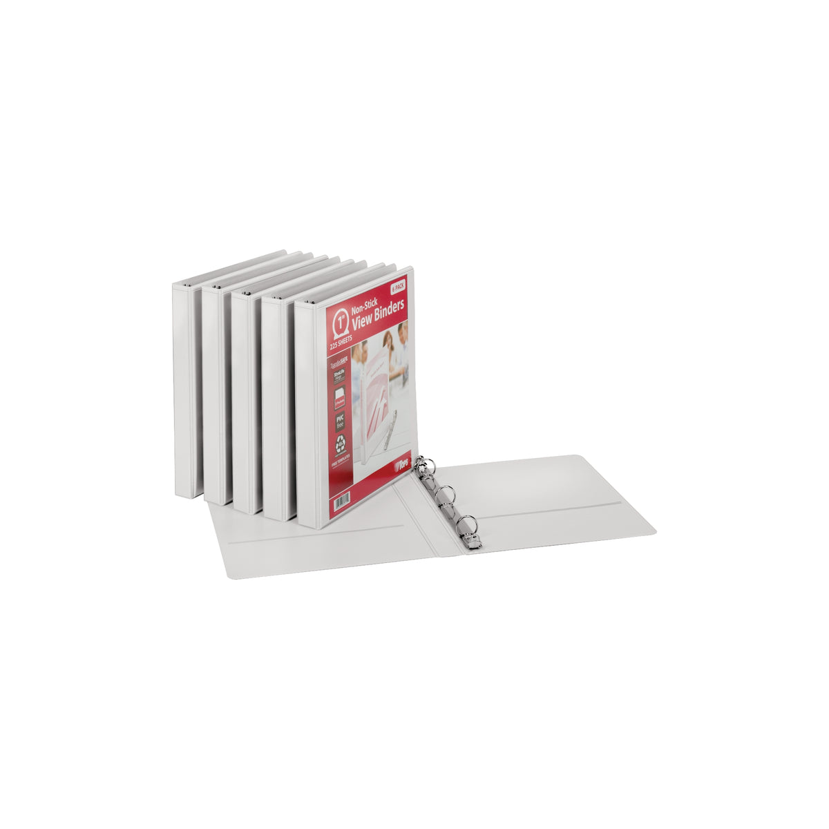 TOPS 3 Ring Non-Stick View Binder, 1" Round Ring, White, 6 ct - product image 2