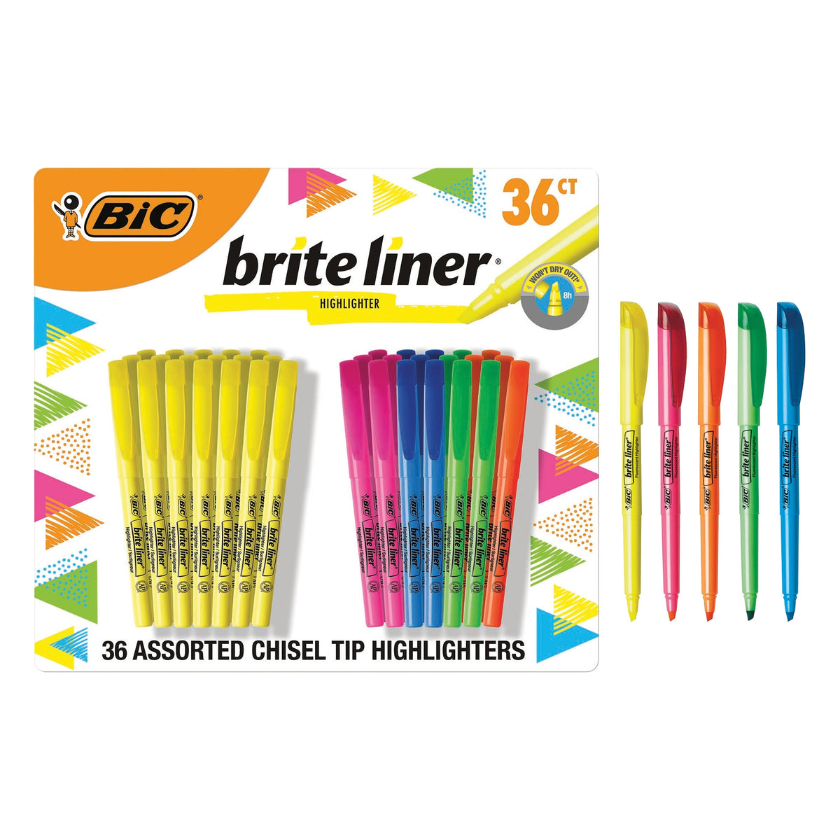 BIC Brite Liner Highlighter, Chisel Tip, Assorted Colors, 36 ct - product image 10