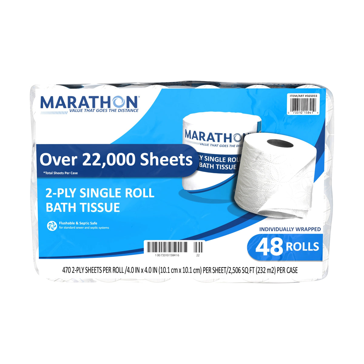 Marathon Bath Tissue, Standard Roll, 2-Ply, 4" x 4", 470 Sheets, 48 ct - product image 5