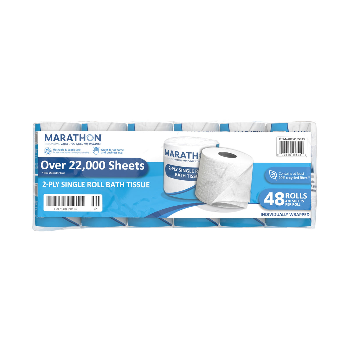Marathon Bath Tissue, Standard Roll, 2-Ply, 4" x 4", 470 Sheets, 48 ct - product image 6