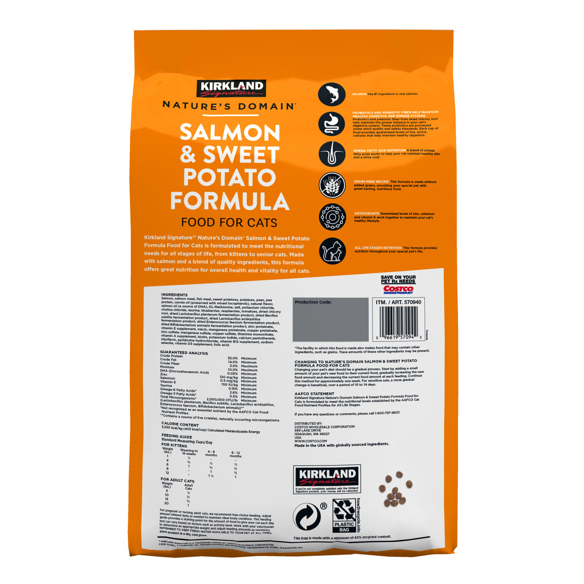 Kirkland Signature Nature's Domain Cat Food, Salmon & Sweet Potato Formula, 18 lbs - product image 4