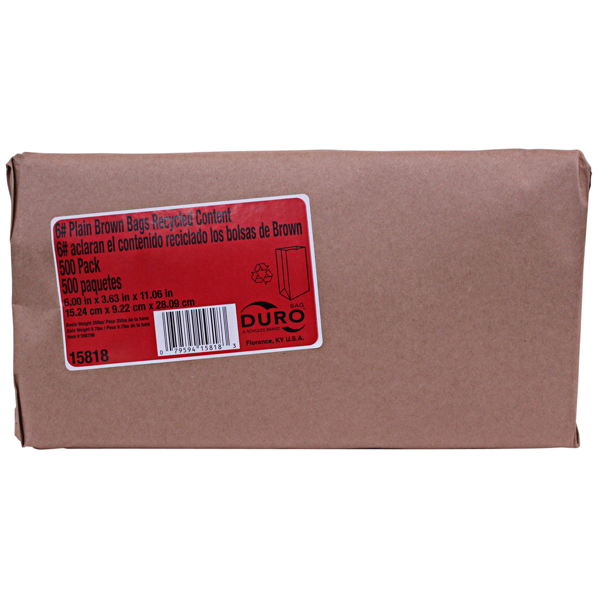 Duro Bag #6 Recycled Paper Bag, Kraft, 500 ct - product image 2