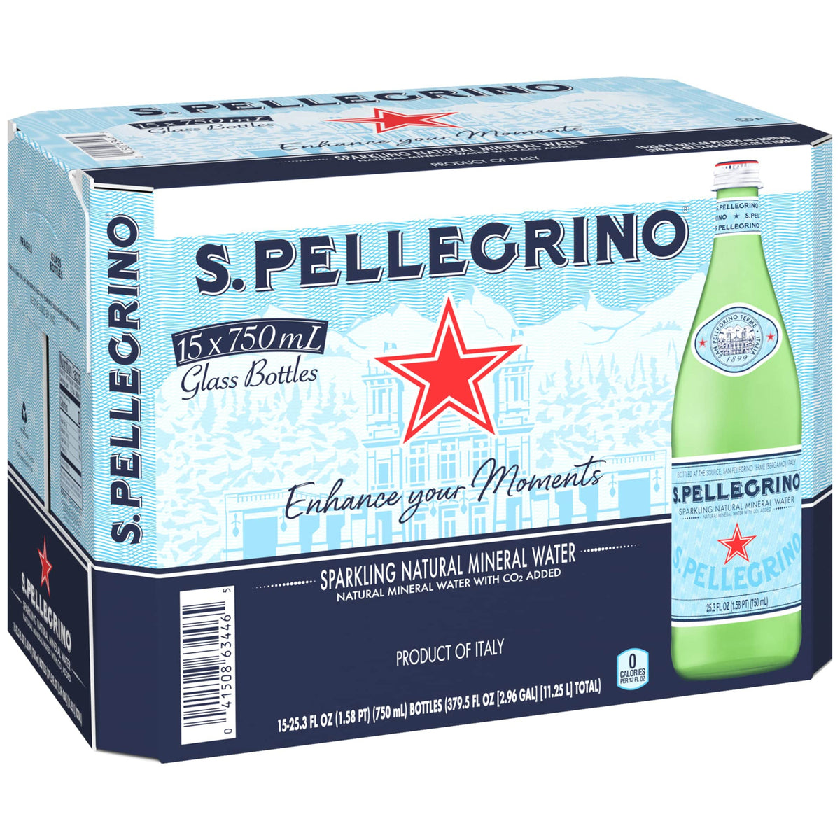S.Pellegrino Sparkling Natural Mineral Water, 25.3 fl oz, 15 ct - product image 2