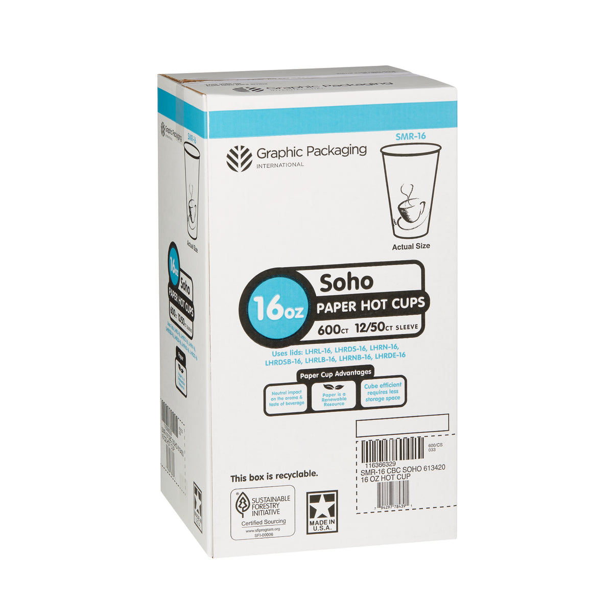 Graphic Packaging Paper Hot Cups, SoHo Design, 16 oz, 600 ct - product image 2