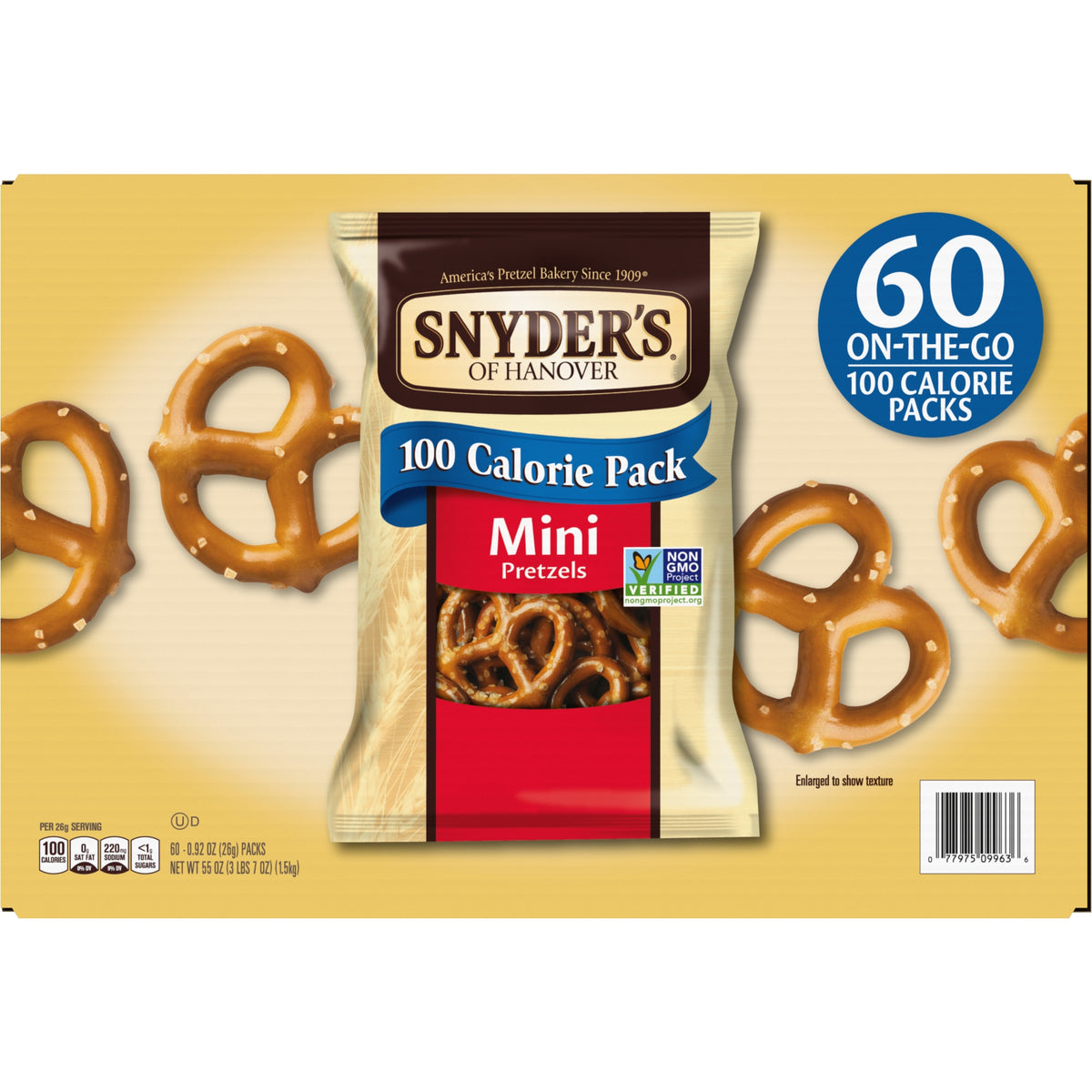 Snyder's of Hanover Mini Pretzels, 100 Calorie Pack, 0.92 oz, 60 ct - product image 3