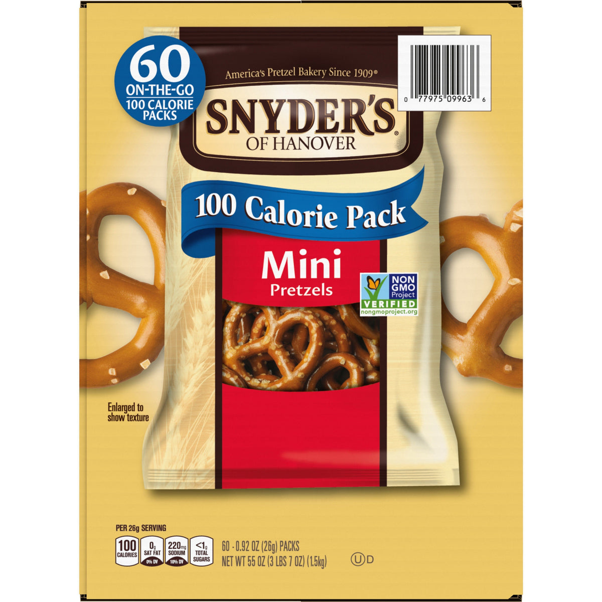 Snyder's of Hanover Mini Pretzels, 100 Calorie Pack, 0.92 oz, 60 ct - product image 4