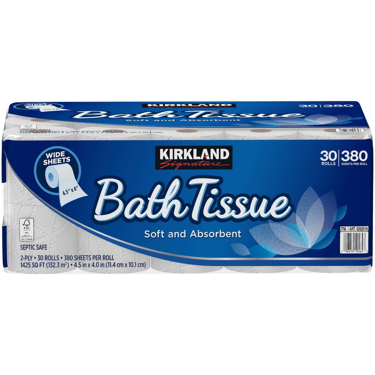 Kirkland Signature Bath Tissue, 2-Ply, 4.5" x 4", 380 Sheets, 30 ct - product image 2