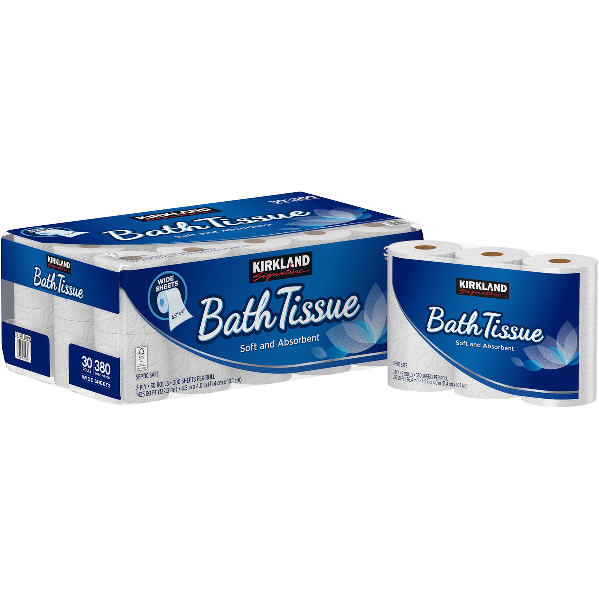 Kirkland Signature Bath Tissue, 2-Ply, 4.5" x 4", 380 Sheets, 30 ct - product image 1