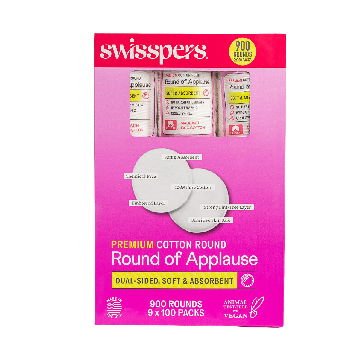 Swisspers Premium Cotton Rounds, 900 ct - product image 4