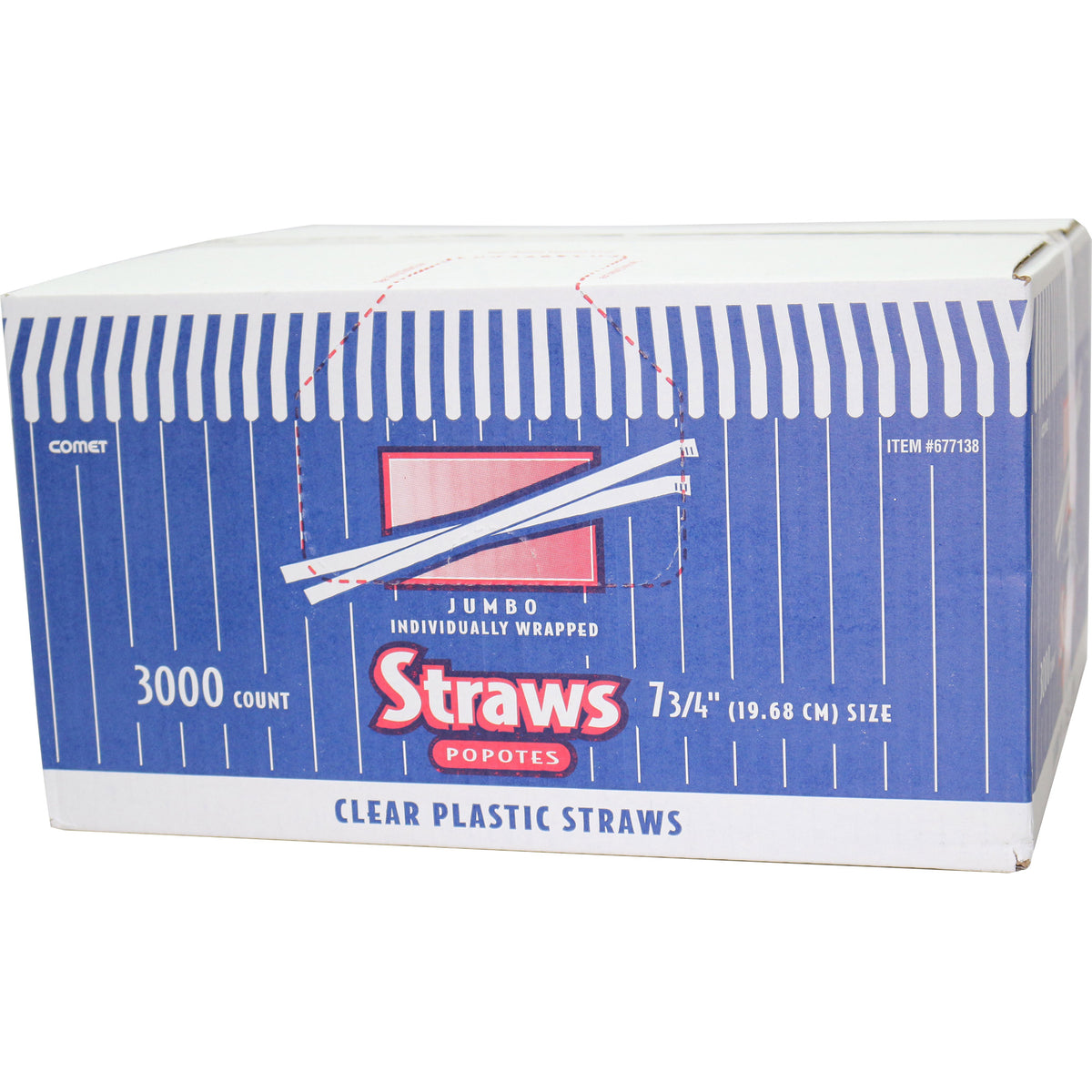 Comet 7-3/4" Wrapped Plastic Straws, Clear, 3000 ct - product image 4