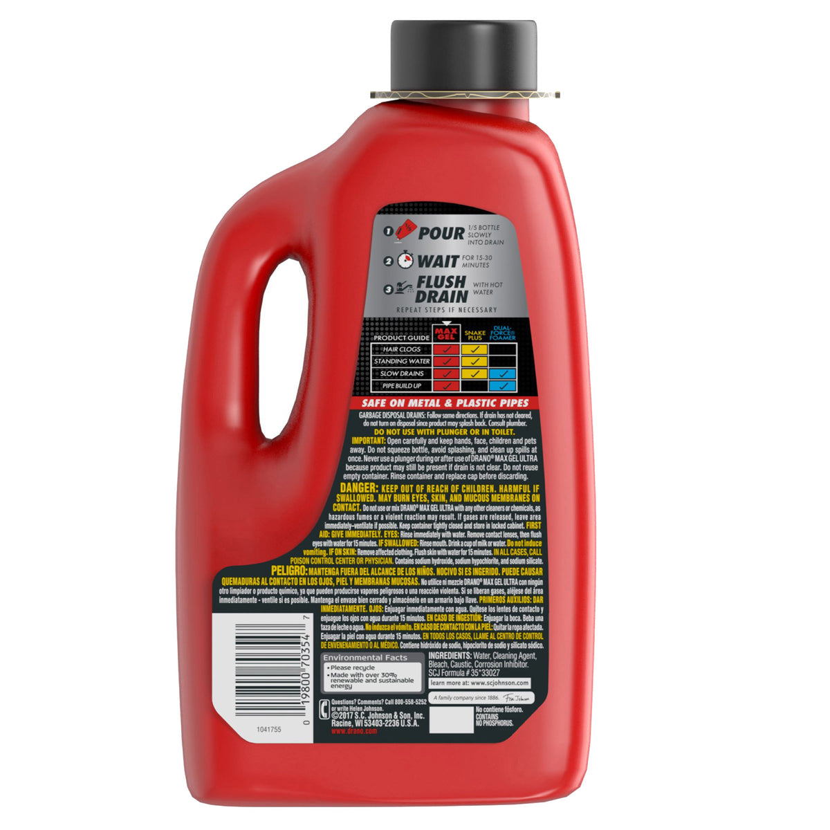 Drano Ultra Max Gel Clog Remover, 80 fl oz, 2 ct - product image 3