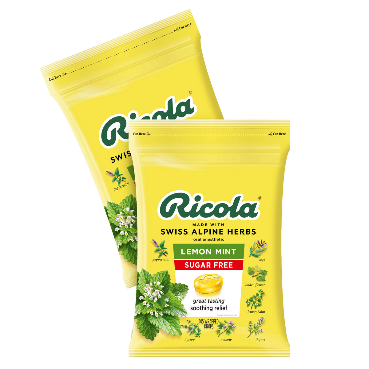 Ricola Sugar Free Lemon Mint Herb Throat Drops, 105 Drops, 2 ct - product image 10