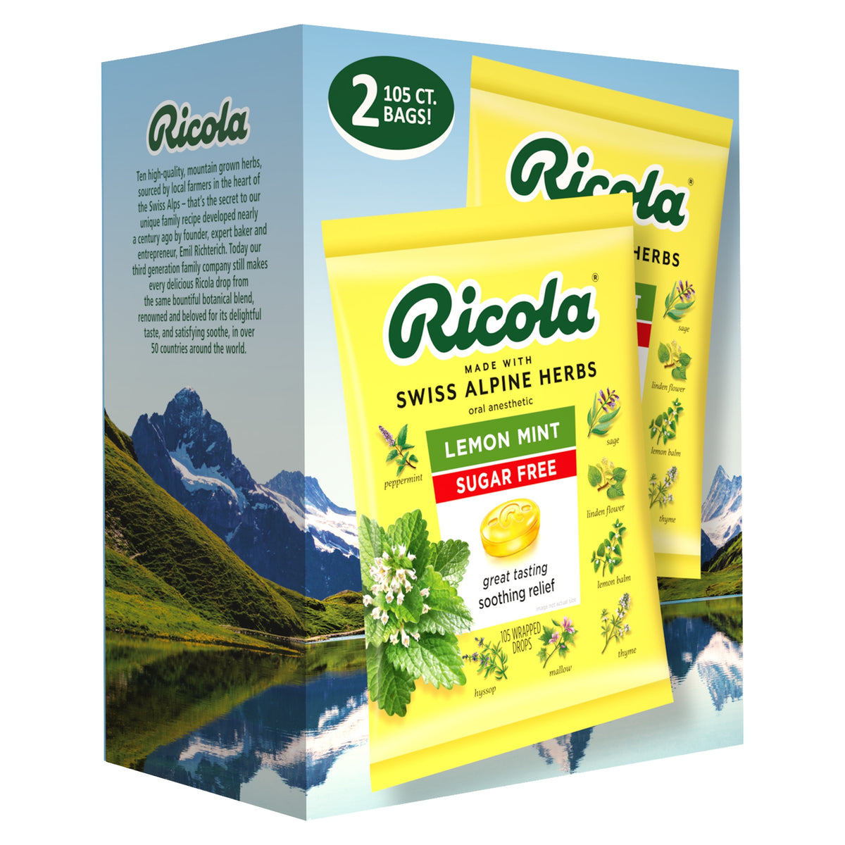 Ricola Sugar Free Lemon Mint Herb Throat Drops, 105 Drops, 2 ct - product image 6