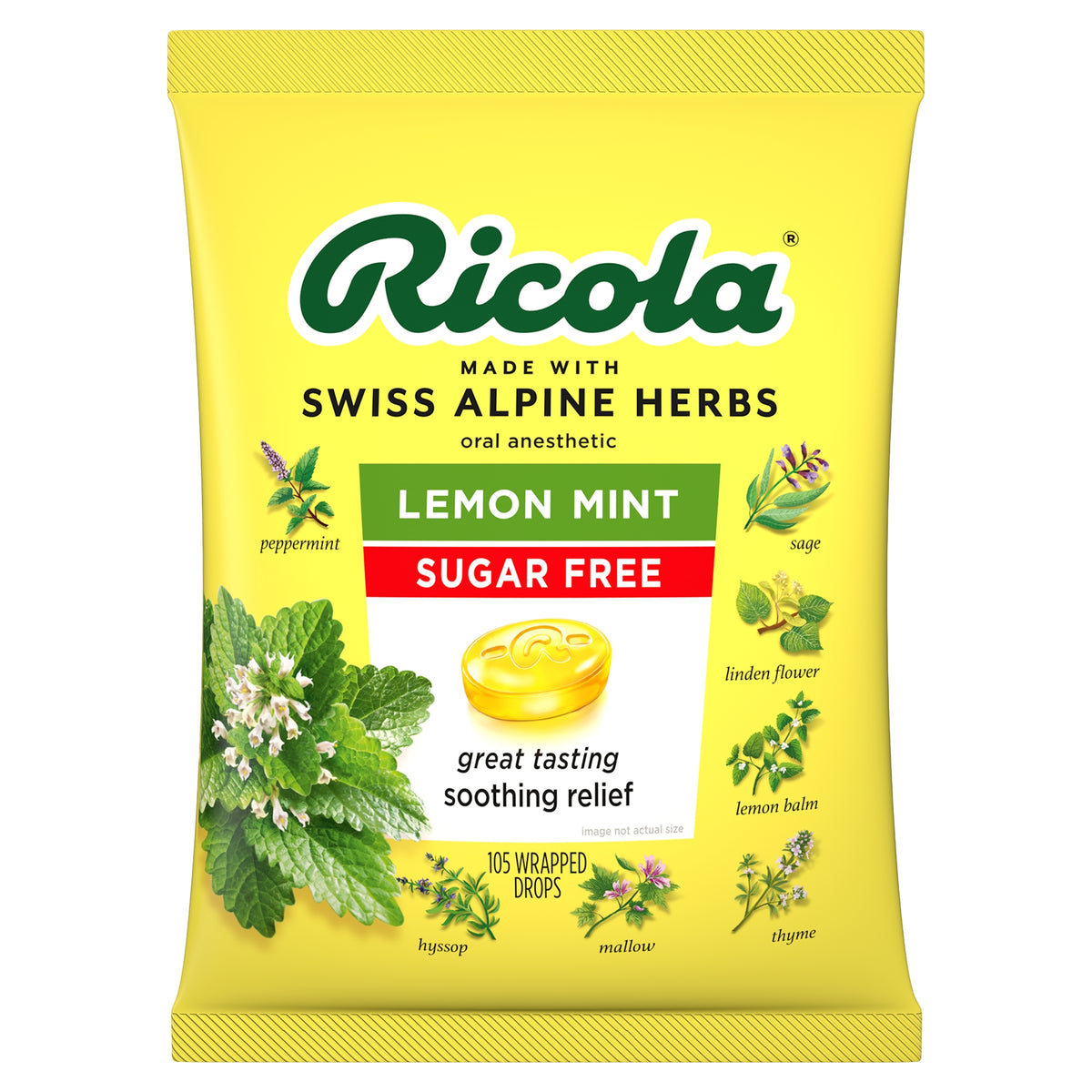Ricola Sugar Free Lemon Mint Herb Throat Drops, 105 Drops, 2 ct - product image 5
