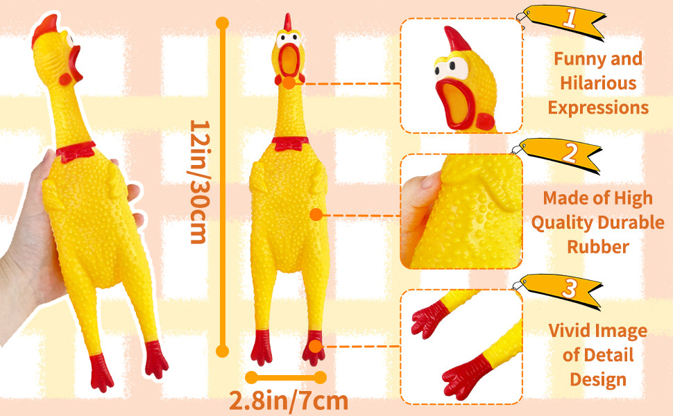 Rubber Chicken Squeak Toy 12 Inch