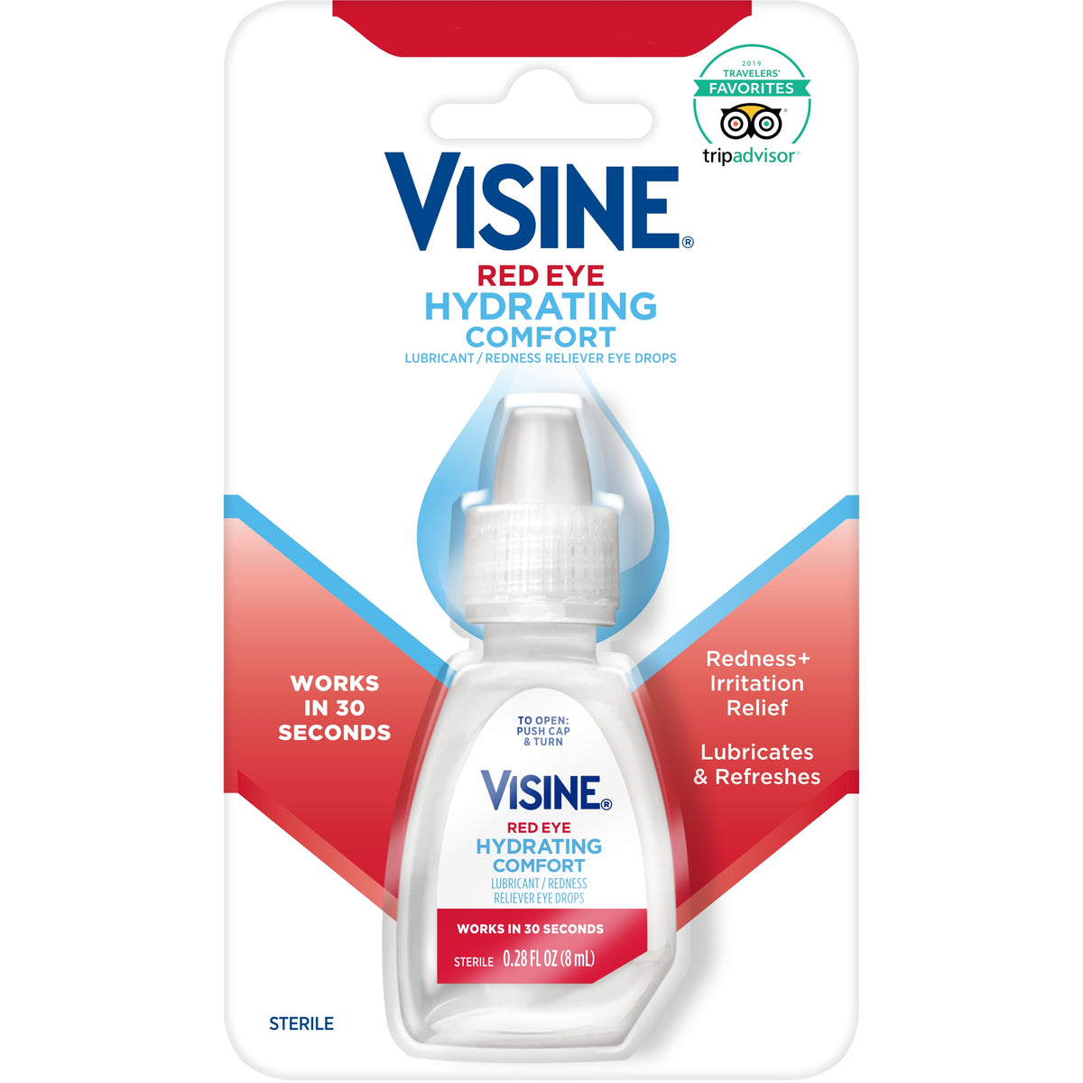 Visine Red Eye Hydrating Comfort Eye Drops, 0.28 fl oz, 12 ct - product image 1