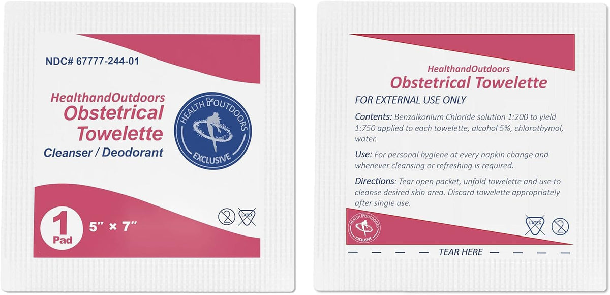 Obstetrical Towelettes Body Cleansing Wet Napkins Individually Wrapped 125 Count Towelettes, 5 x 7 inch Moist Towel For Wound Care and Skin Cleansing