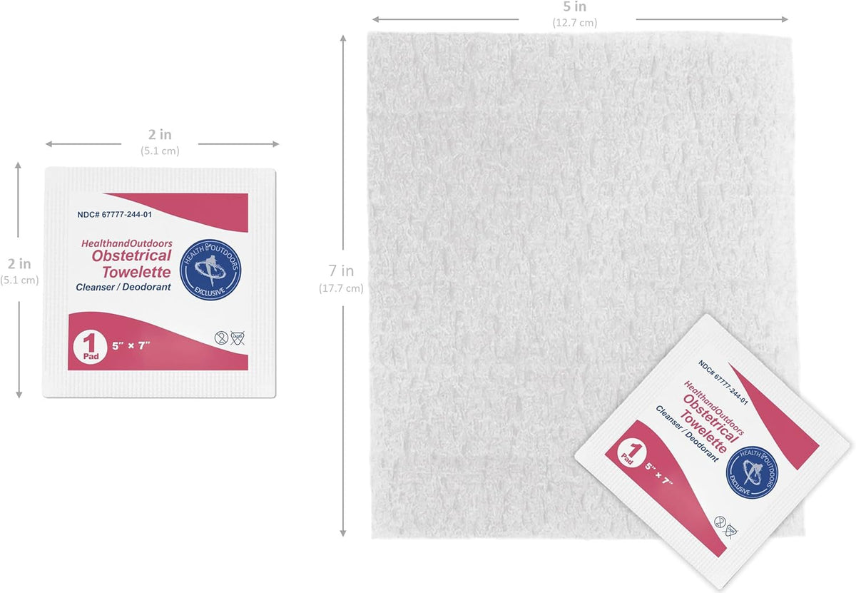Obstetrical Towelettes Body Cleansing Wet Napkins Individually Wrapped 125 Count Towelettes, 5 x 7 inch Moist Towel For Wound Care and Skin Cleansing