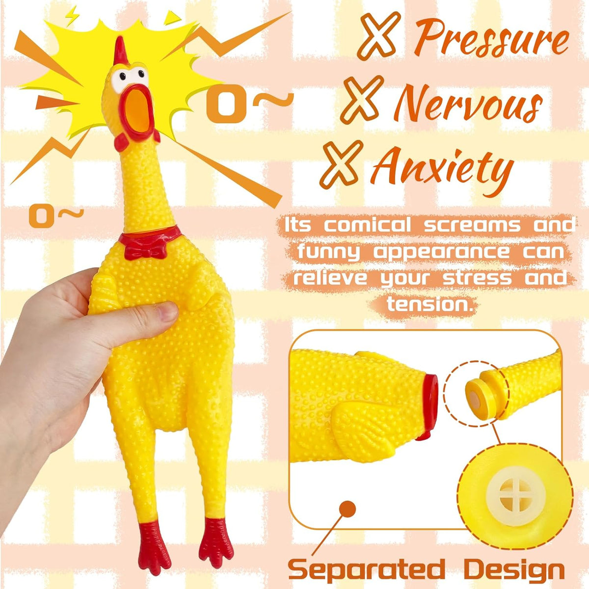 Rubber Chicken Squeak Toy 12 Inch