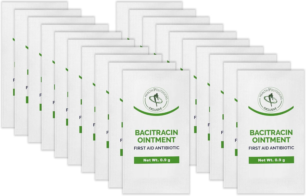 Bacitracin Ointment, First Aid, 50 Count .9g Packets - for Cuts, Burns, Abrasions, Wounds and Scrapes